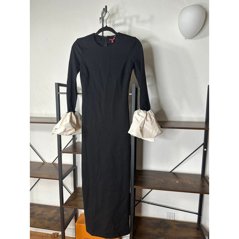 STAUD Hawthorne Taffeta-Trimmed Maxi Dress XS